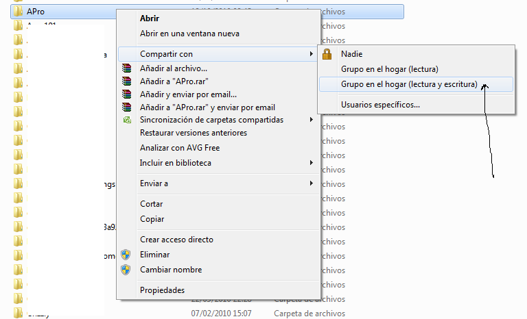 compartir carpeta de instalación