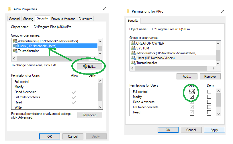 permisos carpetas windows 10